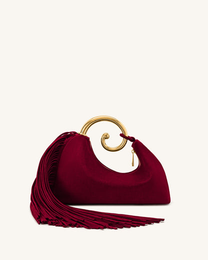 Nell Fringe Hardware Top Handle Bag - Burgundy | JW PEI