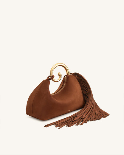 Nell Fringe Hardware Top Handle Bag - Mocha Brown | JW PEI