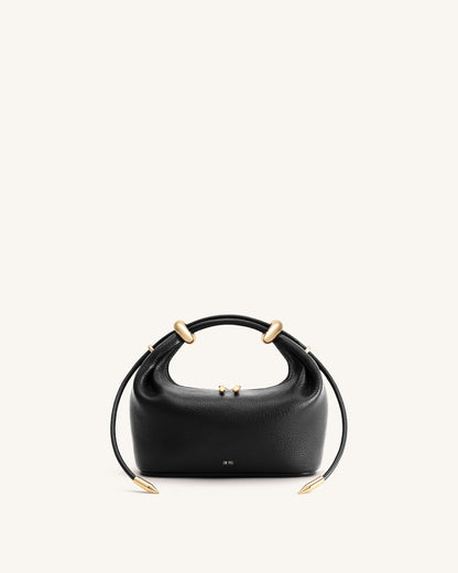 Ellie Metal Ring Embellished Top Handle Bag - Black | JW PEI