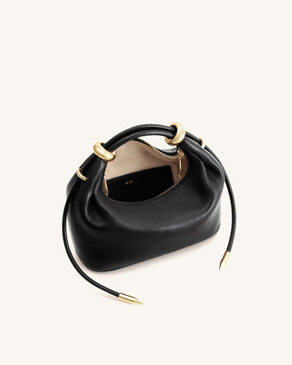 Ellie Metal Ring Embellished Top Handle Bag - Black | JW PEI
