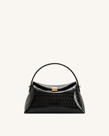 Talia Top Handle Bag - Black Croc | JW PEI