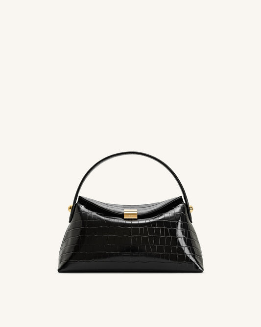 Talia Top Handle Bag - Black Croc | JW PEI