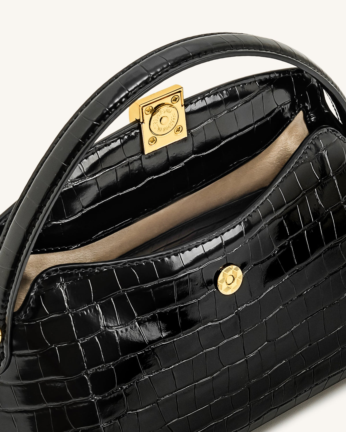 Talia Top Handle Bag - Black Croc | JW PEI