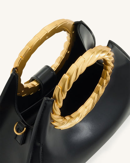 Amiya Leaf Handle Sculpture Bag - Black | JW PEI