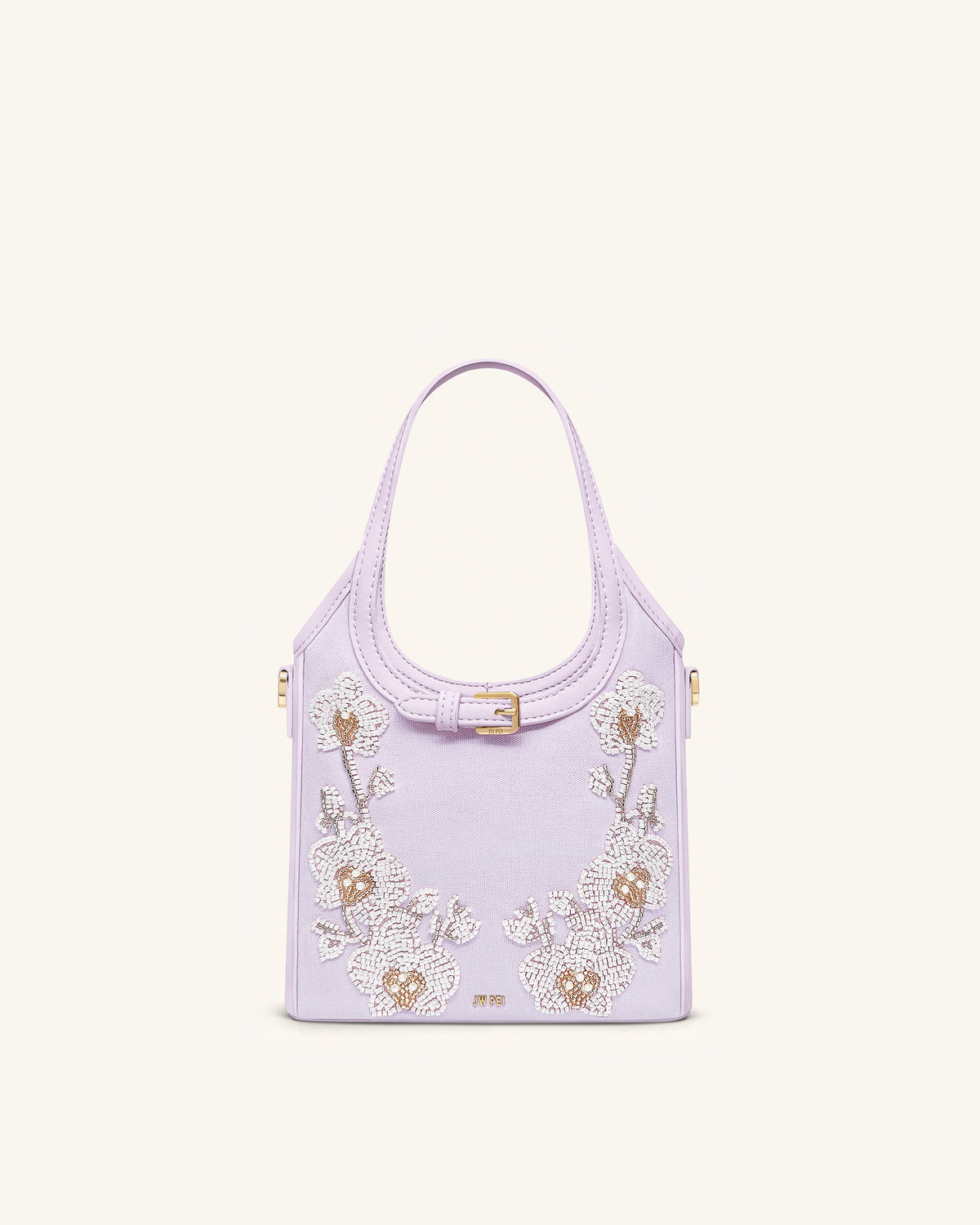 Brooke Mini Belted Embellished Orchid Beaded Top Handle Bag - Lavender | JW PEI