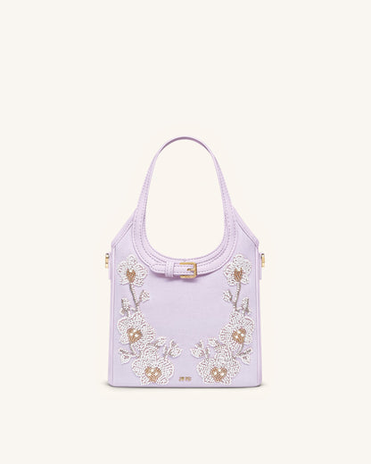 Brooke Mini Belted Embellished Orchid Beaded Top Handle Bag - Lavender | JW PEI