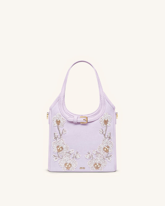 Brooke Mini Belted Embellished Orchid Beaded Top Handle Bag - Lavender | JW PEI