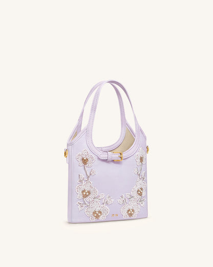 Brooke Mini Belted Embellished Orchid Beaded Top Handle Bag - Lavender | JW PEI