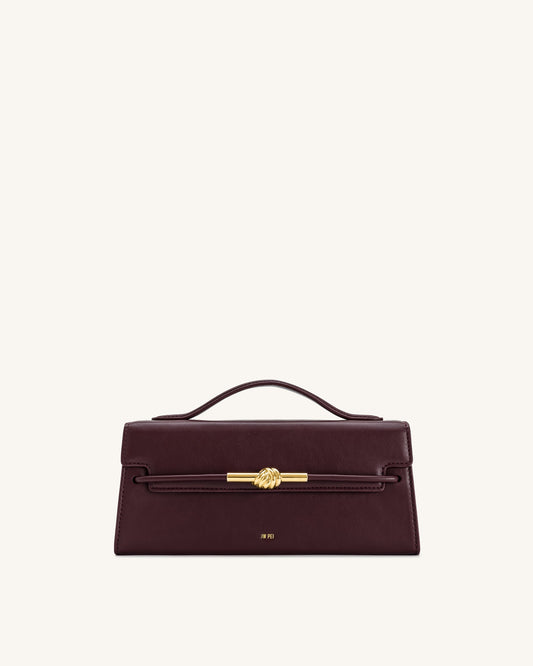Lena Metal Rope Knot Top Handle Bag - Deep Claret | JW PEI