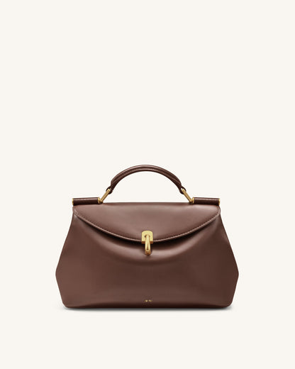 Audrey Flap Lock Top Handle Bag - Brown | JW PEI