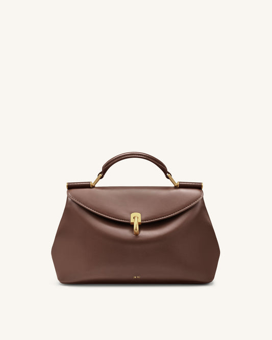Audrey Flap Lock Top Handle Bag - Brown | JW PEI
