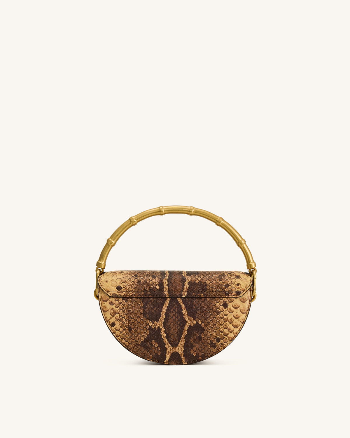 Sylvie Snake Print Half-Moon Top Handle Bag - Yellowish Brown | JW PEI