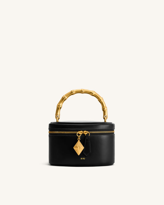 Natalie Metal Geometric Pendant Handle Bag - Black | JW PEI