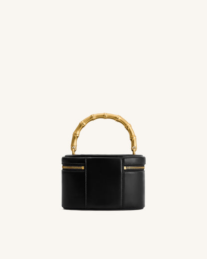 Natalie Metal Geometric Pendant Handle Bag - Black | JW PEI