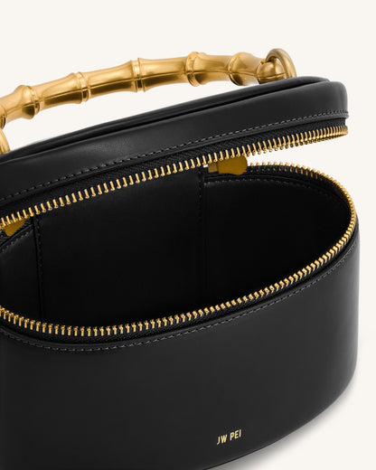 Natalie Metal Geometric Pendant Handle Bag - Black | JW PEI