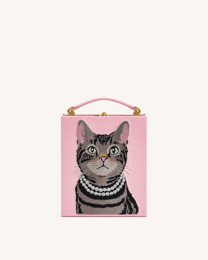 Taya Tabby Cat Pattern Book Shape Clutch Bag - Pink | JW PEI