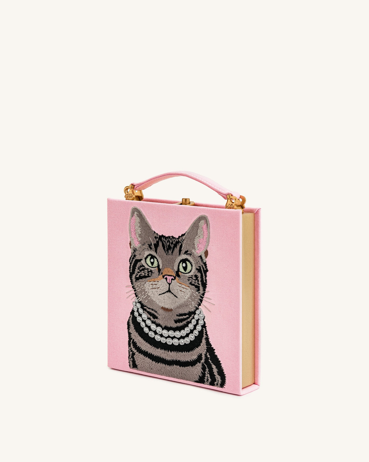 Taya Tabby Cat Pattern Book Shape Clutch Bag - Pink | JW PEI