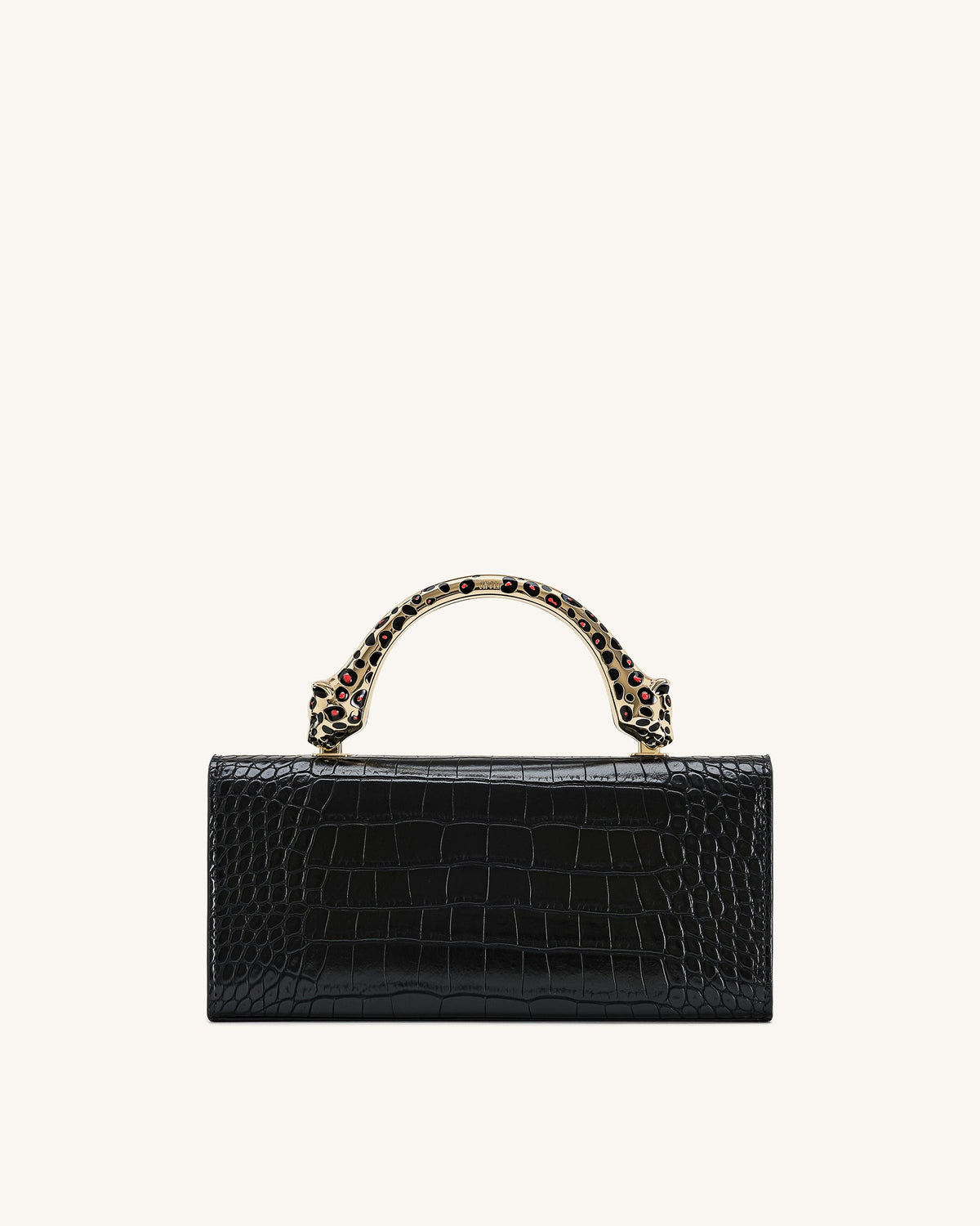 Maya Leopard-Shaped Hardware Handle Top Handle Bag - Black Croc | JW PEI