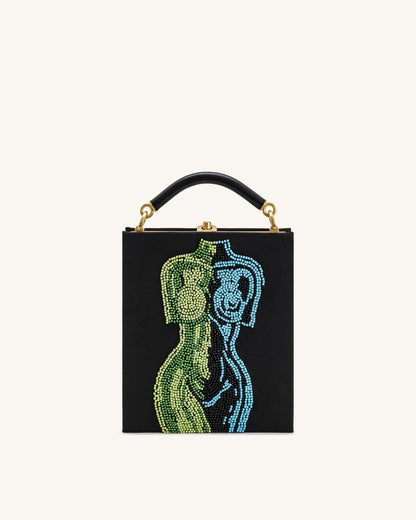 Elle Colorful Beaded Book Top Handle Bag - Black | JW PEI
