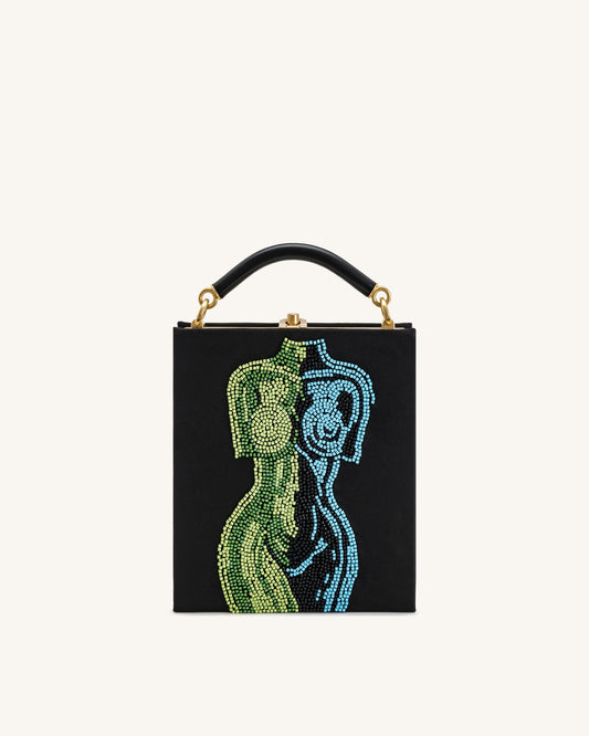 Elle Colorful Beaded Book Top Handle Bag - Black | JW PEI
