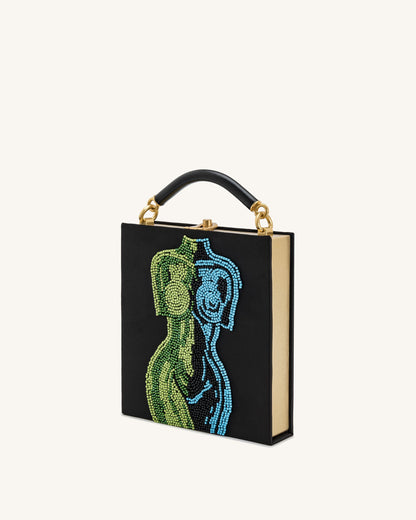 Elle Colorful Beaded Book Top Handle Bag - Black | JW PEI