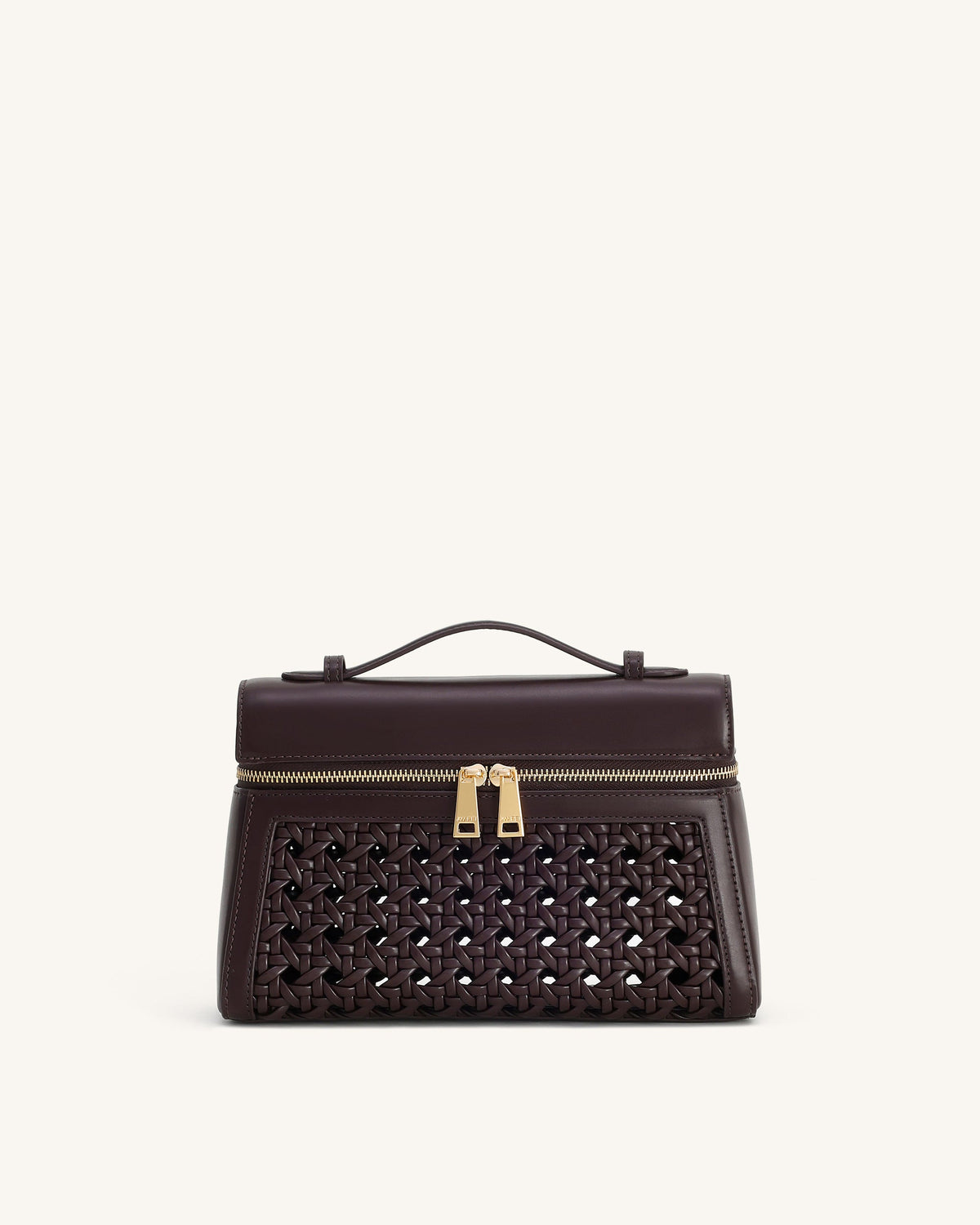 Thea Large Woven Top Handle Bag - Dark Red | JW PEI