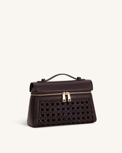 Thea Large Woven Top Handle Bag - Dark Red | JW PEI