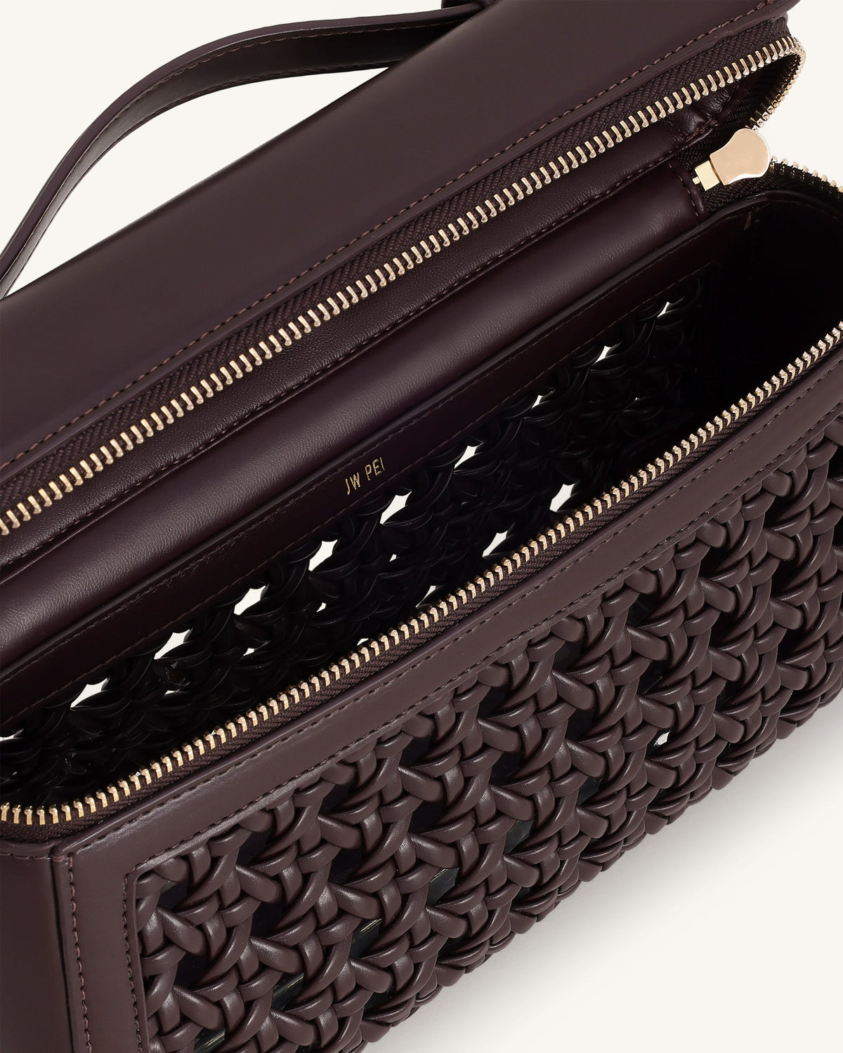 Thea Large Woven Top Handle Bag - Dark Red | JW PEI
