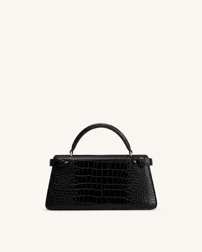 Elena Classic Top Handle Bag - Black Croc | JW PEI