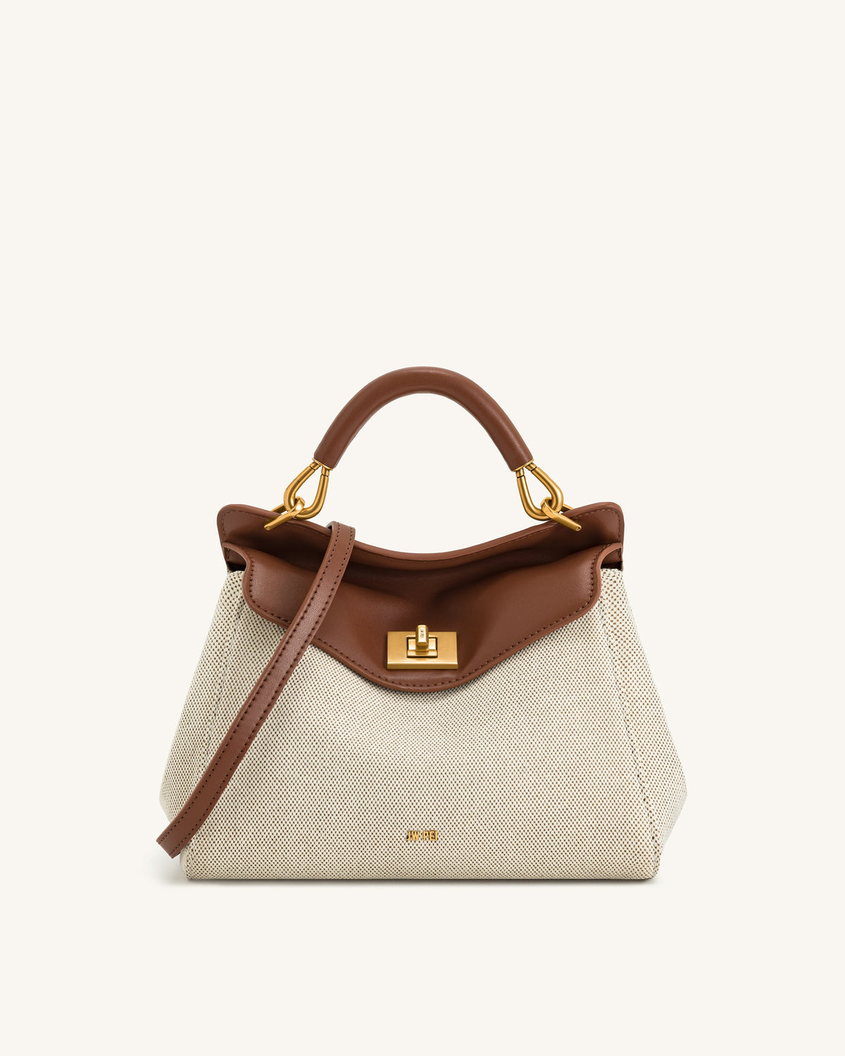 Lucia Classic Top Handbag - Brown Canvas | JW PEI