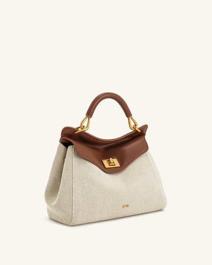 Lucia Classic Top Handbag - Brown Canvas | JW PEI