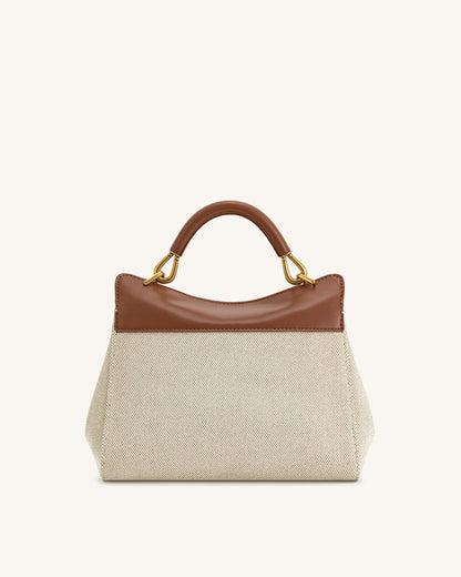 Lucia Classic Top Handbag - Brown Canvas | JW PEI
