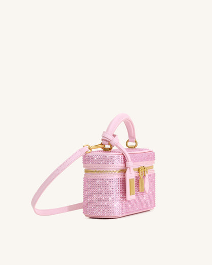 Cleo Artificial Crystal Box Shape Top Handle Bag - Pink | JW PEI
