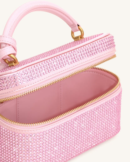 Cleo Artificial Crystal Box Shape Top Handle Bag - Pink | JW PEI