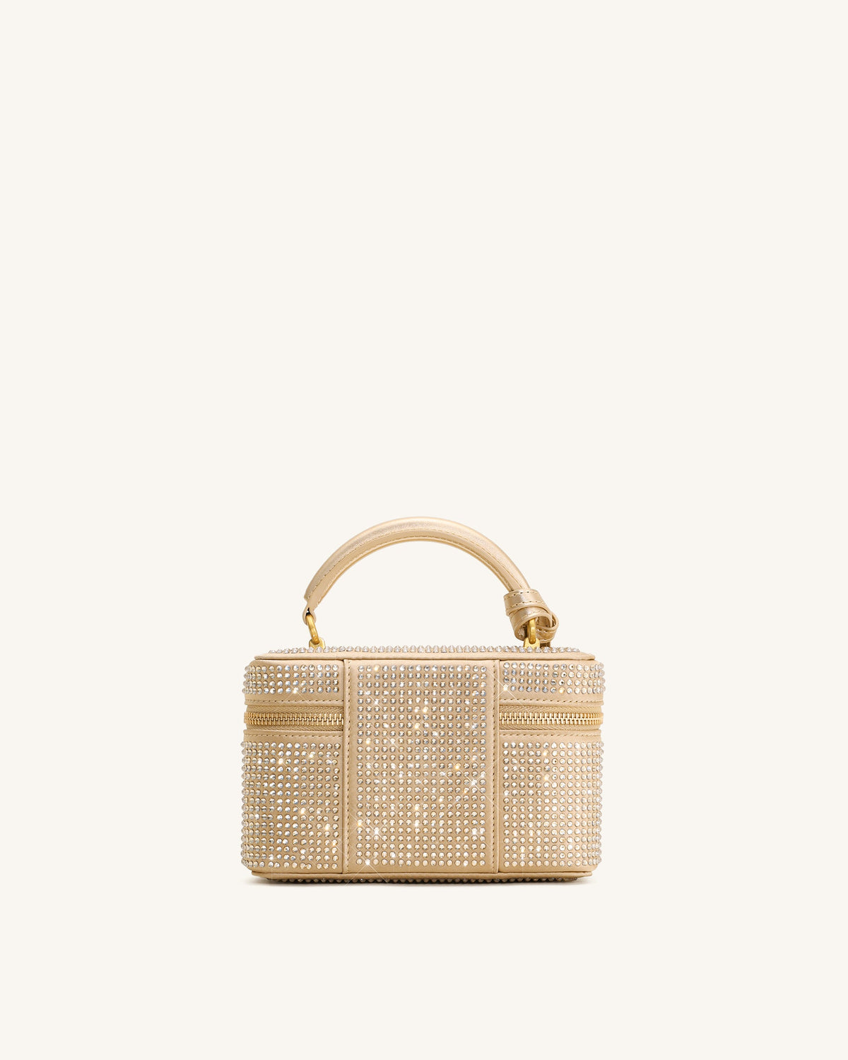 Cleo Artificial Crystal Box Shape Top Handle Bag - Champagne | JW PEI