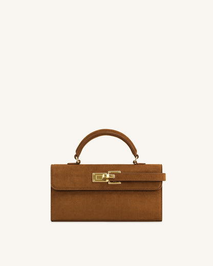 Keyla Faux Suede Top Handle Bag - Brown | JW PEI