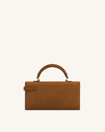 Keyla Faux Suede Top Handle Bag - Brown | JW PEI