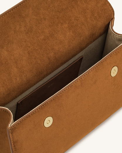 Keyla Faux Suede Top Handle Bag - Brown | JW PEI