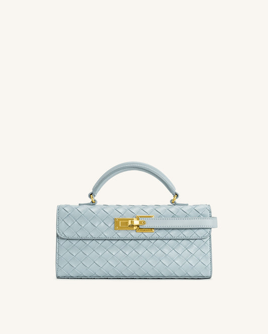 Keyla Weave Texture Top Handle Bag - Blue | JW PEI