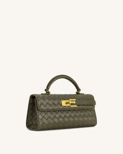 Keyla Weave Texture Top Handle Bag - Olive Green | JW PEI