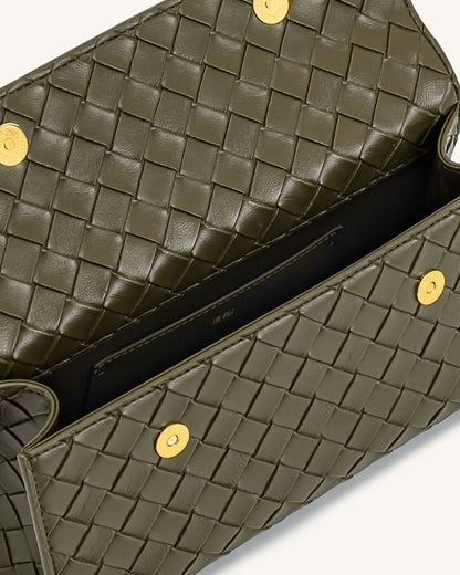 Keyla Weave Texture Top Handle Bag - Olive Green | JW PEI