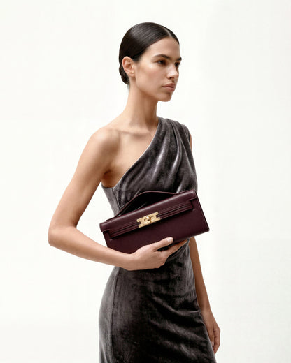 Bria Structured Top Handle Bag - Deep Burgundy | JW PEI