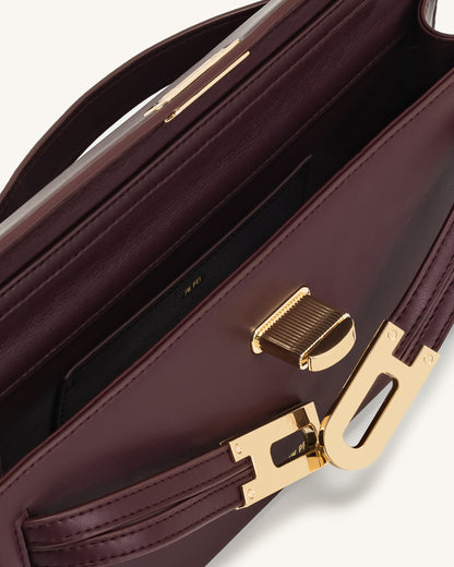 Bria Structured Top Handle Bag - Deep Burgundy | JW PEI