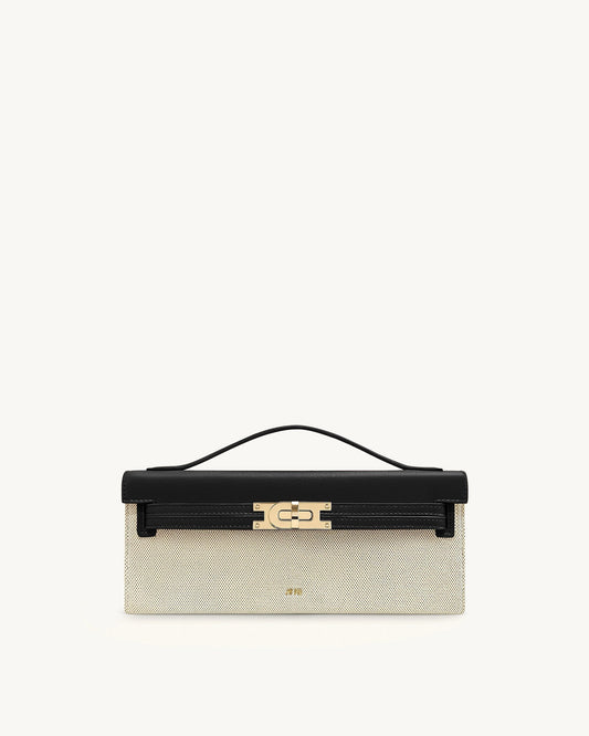 Bria Structured Top Handle Bag - Black Canvas | JW PEI