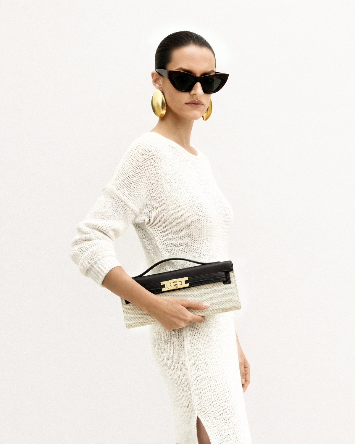 Bria Structured Top Handle Bag - Black Canvas | JW PEI