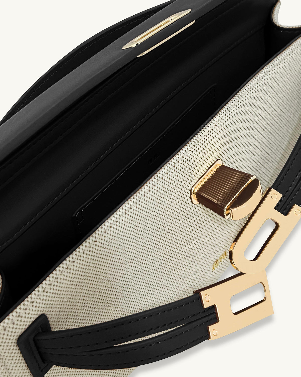 Bria Structured Top Handle Bag - Black Canvas | JW PEI