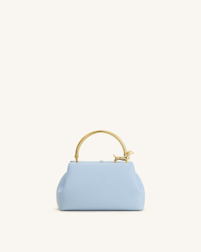 Bruna Dachshund Metal Handle Top Handle Bag - Light Blue | JW PEI