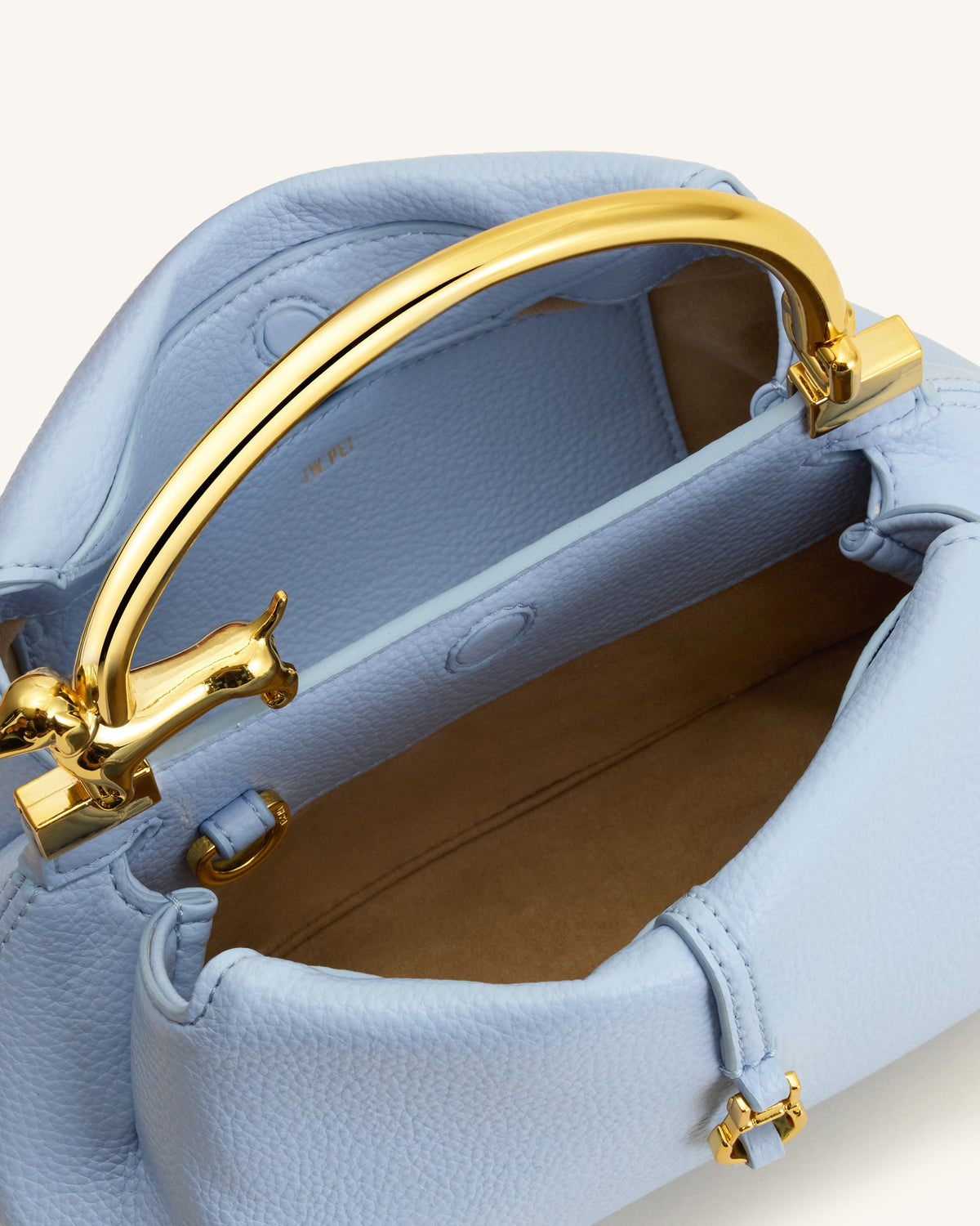 Bruna Dachshund Metal Handle Top Handle Bag - Light Blue | JW PEI