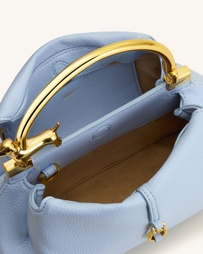 Bruna Dachshund Metal Handle Top Handle Bag - Light Blue | JW PEI