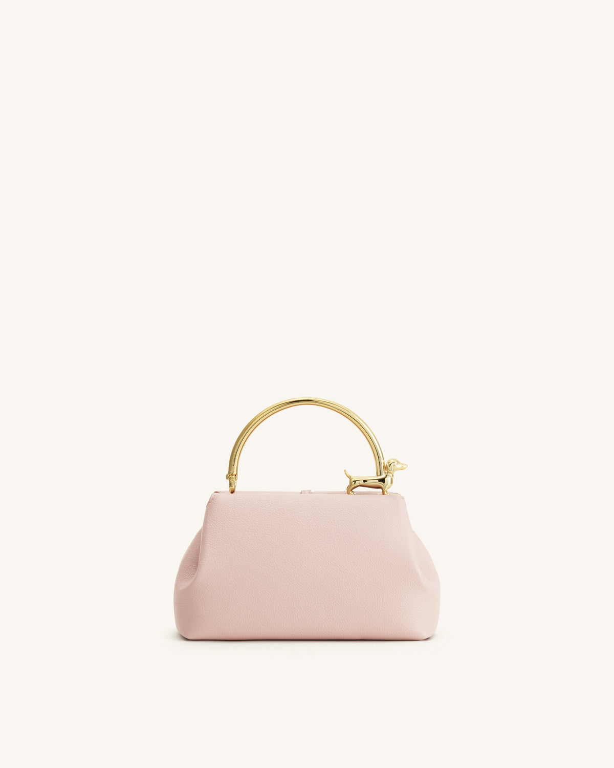 Bruna Dachshund Metal Handle Top Handle Bag - Light Pink | JW PEI